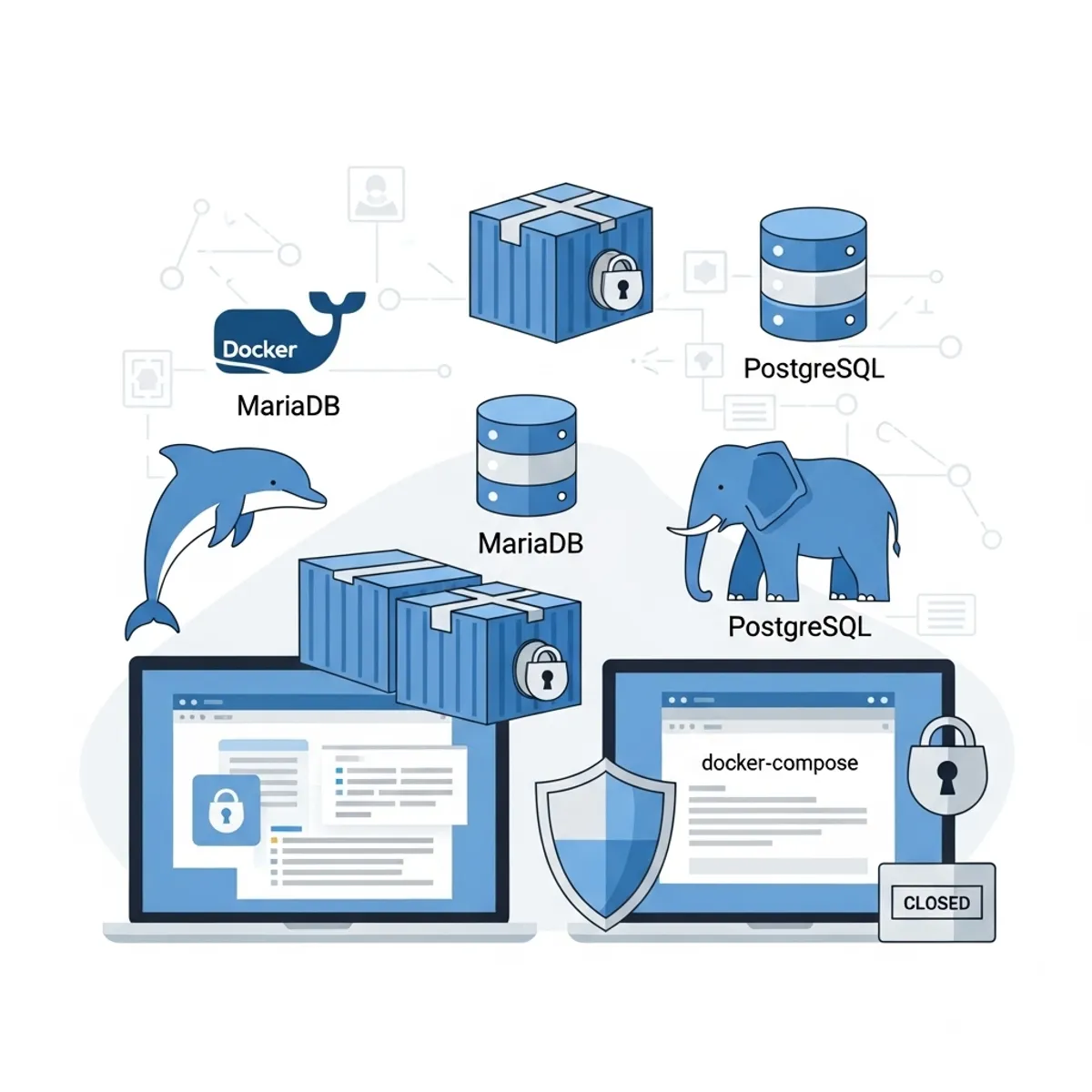 How I use Docker to run MariaDB and PostgreSQL locally without tying them to my system.